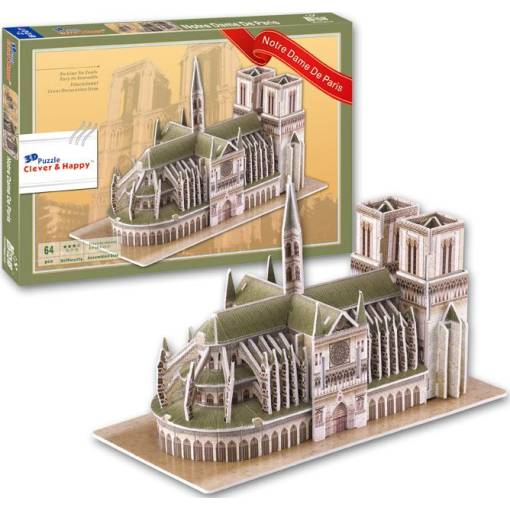 Foto - CLEVER&HAPPY 3D puzzle - Katedrála Notre Dame Paříž, 64 dílků
