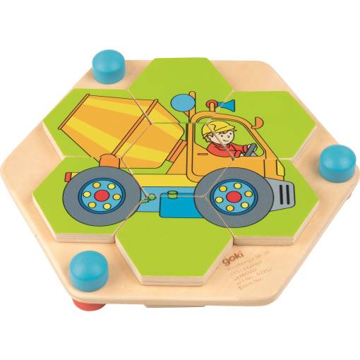 Foto - GOKI Puzzle hexagon - Stavební stroje