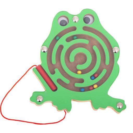 Foto - KIK Dřevěný magnetický labyrint - Žába