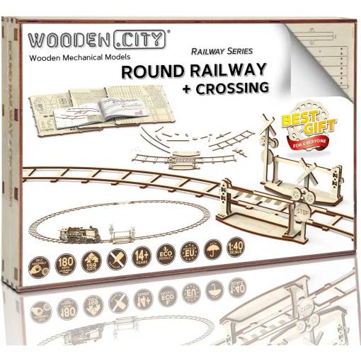 Foto - WOODEN CITY 3D puzzle - Kruhové koleje s přejezdem, 159 dílů