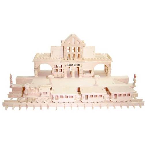 Foto - WOODEN TOY WCK 3D puzzle - Vlakové nádraží s vlakem