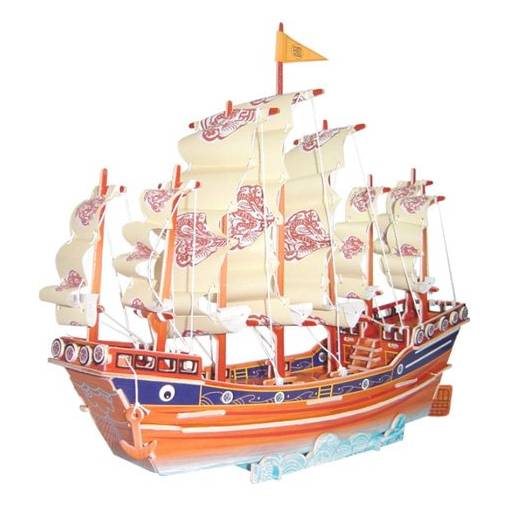 Foto - WOODEN TOY WCK 3D puzzle - Plachetnice Dynastie Ming, barevná
