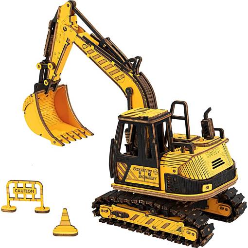 Foto - ROBOTIME Rokr 3D dřevěné puzzle - Bagr, 395 dílků