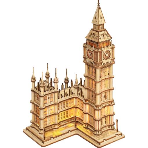 Foto - ROBOTIME Rolife Svítící 3D dřevěné puzzle - Big Ben, 220 dílků
