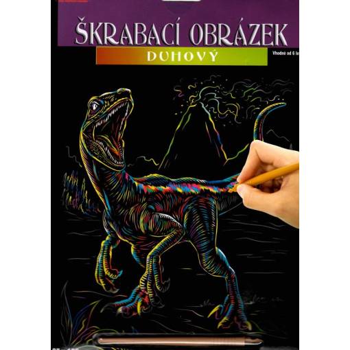 Foto - ARTLOVER Škrabací obrázek duhový - Velociraptor, 20 x 25 cm