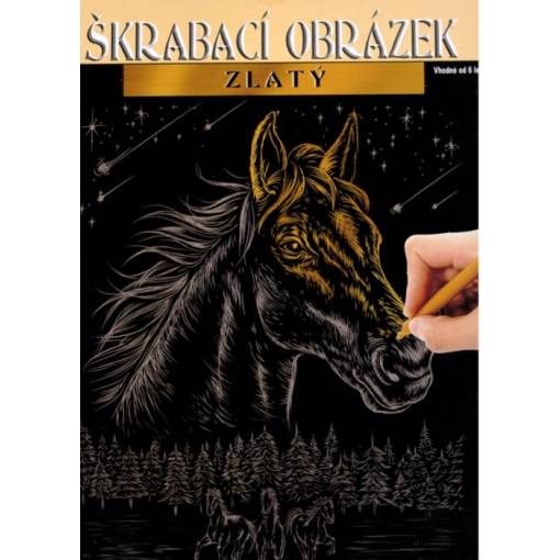 Foto - ARTLOVER Škrabací obrázek - Koně, zlatý