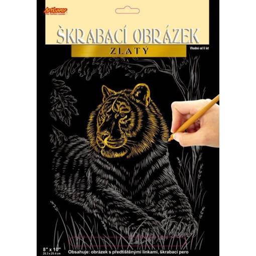 Foto - ARTLOVER Škrabací obrázek - Tygr, zlatý