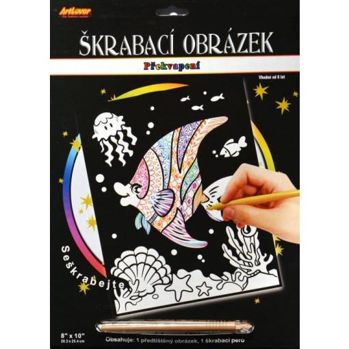 Foto - ARTLOVER Škrabací obrázek s překvapením - Veselá rybka, 20 x 25 cm