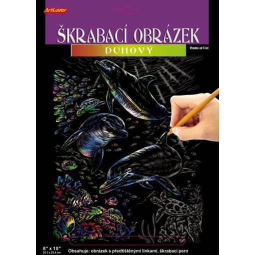 Foto - ARTLOVER Škrabací obrázek duhový - Delfíni, 20 x 25 cm