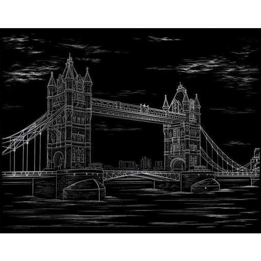 Foto - ARTLOVER Škrabací obrázek stříbrný - Tower Bridge, 20 x 25 cm