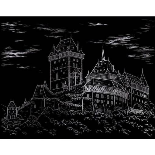 Foto - ARTLOVER Škrabací obrázek stříbrný - Karlštejn, 20 x 25 cm
