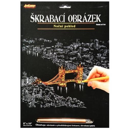 Foto - ARTLOVER Škrabací obrázek - Noční pohled na Tower Bridge, zlatý