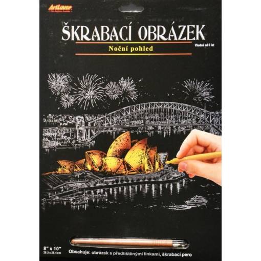 Foto - ARTLOVER Škrabací obrázek - Noční pohled na Operu v Sydney, zlatý