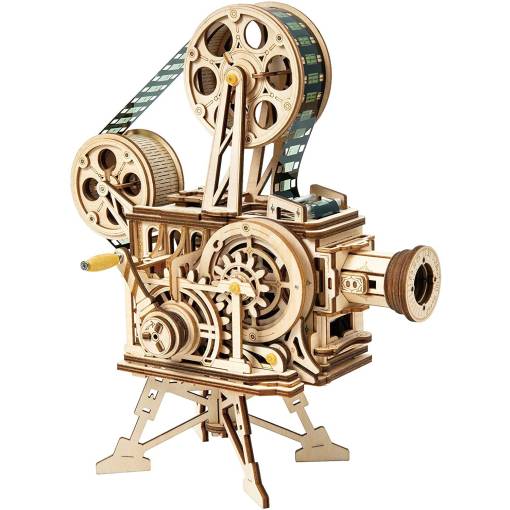 Foto - ROBOTIME Rokr 3D dřevěné puzzle - Mechanický filmový projektor, 183 dílků