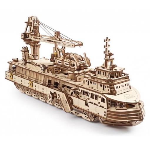 Foto - UGEARS 3D puzzle - Výzkumný parník, 575 dílků